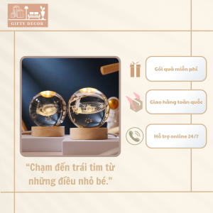 Đèn ngủ 3D quả cầu pha lê phát sáng trang trí phòng ngủ