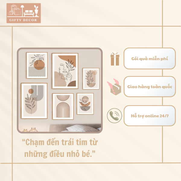 Tranh Canvas Lá Cây Tối Giản – Trang Trí Tường Treo Tivi Phòng Khách