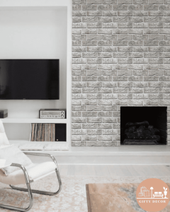 Trang trí tường treo ti vi bằng giấy gián giả đá