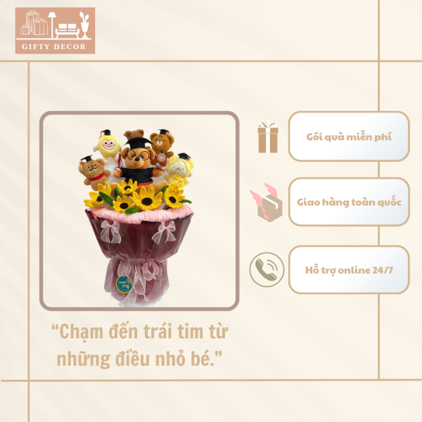 Bó hoa len kèm gấu bông tốt nghiệp – Quà tặng tinh tế cho tân cử nhân! - Ảnh 2