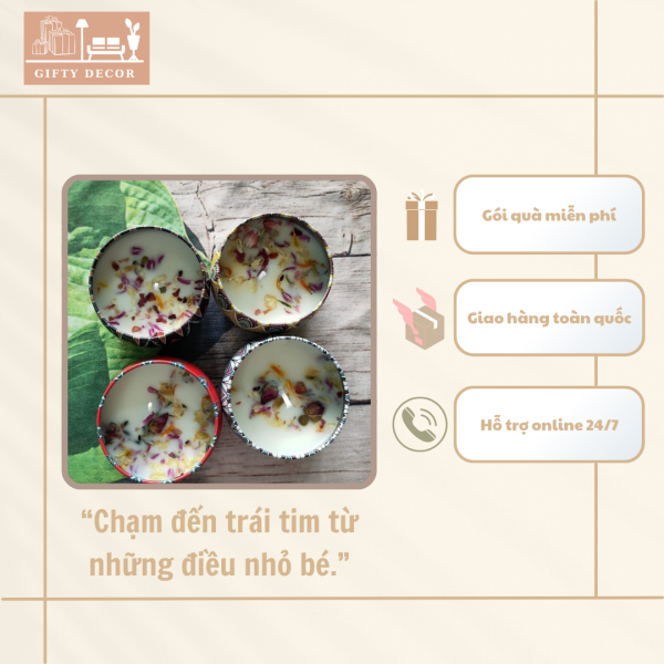 Nến Thơm Handmade Hoa Khô – Hộp Thiếc Bắc Âu Tối Giản - Ảnh 3