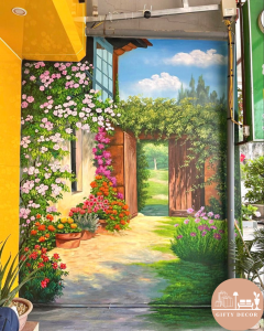 trang trí tường sân trước