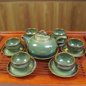 Bộ ấm chén men hoả biến gốm Bát Tràng cao cấp